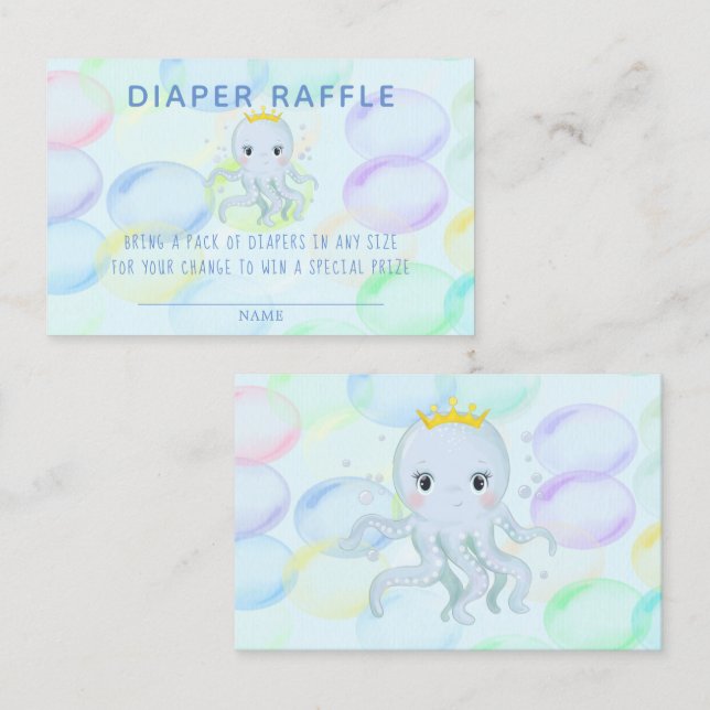Tarjeta De Visita Bajo el mar el príncipe Octopus Diaper Raffle (Anverso / Reverso)