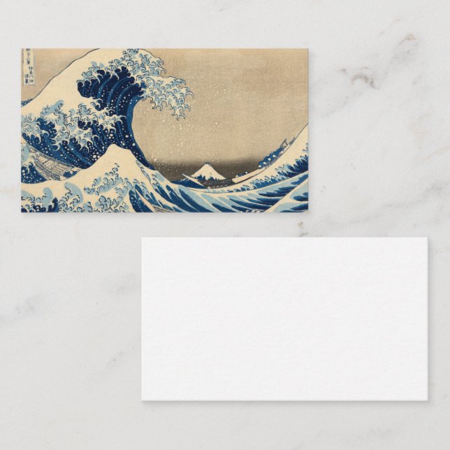Tarjeta De Visita Bajo la ola de Kanagawa, de Katsushika Hokusai (Anverso / Reverso)