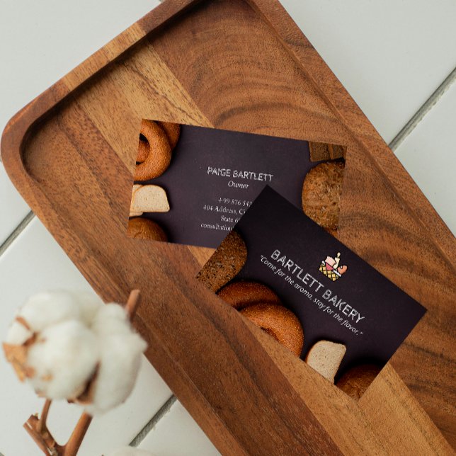 Tarjeta De Visita Bake Bakery Business | Elegante pizarra negra (Subido por el creador)