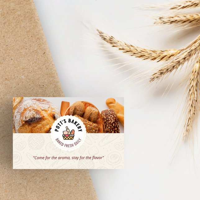 Tarjeta De Visita Bake Bakery Business | Pan diario al horno (Subido por el creador)