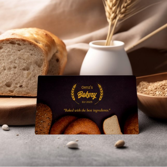 Tarjeta De Visita Bake Bakery Business | Trigo dorado elegante (Subido por el creador)