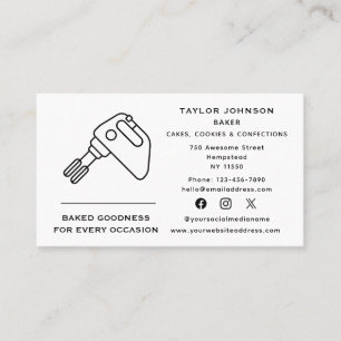 Tarjeta De Visita Baker Bakery horneó medios sociales de mezclador d