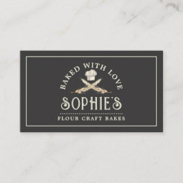 Tarjeta De Visita Baker Bakery Pastry Chef Logo Negro