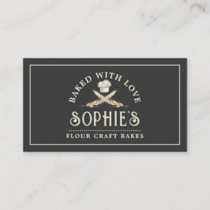 Tarjeta De Visita Baker Bakery Pastry Chef Logo Negro