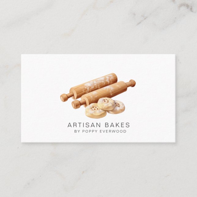 Tarjeta De Visita Baker Bakery Pastry Chef Rolling Pins (Anverso)