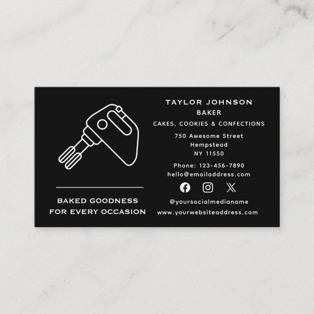 Tarjeta De Visita Baker Bakery, una panadería de medios sociales, ho (Anverso)