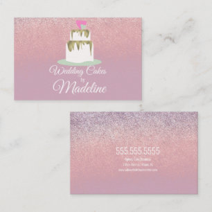 Tarjeta De Visita Baker Busine, Boda de Relieve metalizado purpurina