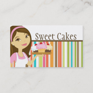 Tarjeta De Visita Baker Cup Pasteles Panadería Dulces Tratamientos T