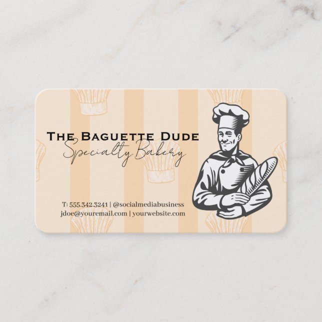 Tarjeta De Visita Baker Holding Baguette (Anverso)