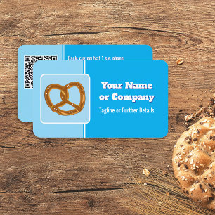 Tarjeta De Visita Baker o Event Caterer Pretzel o tu logotipo y QR