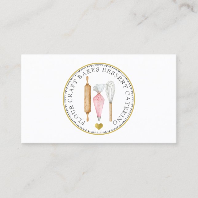 Tarjeta De Visita Baker Pastry Chef Dessert Caterer Baker's Tools (Anverso)