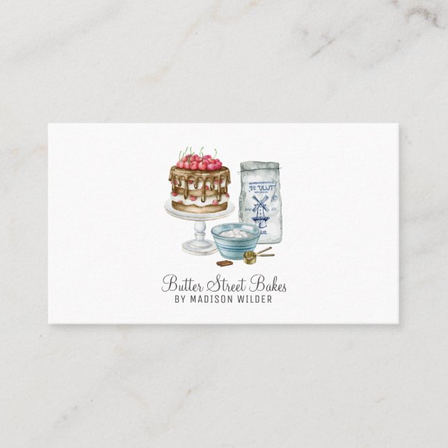 Tarjeta De Visita Baker Pastry Elegant Cake (Anverso)