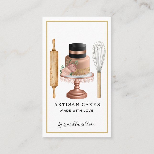 Tarjeta De Visita Baker Pastry Elegant Cake Baking Utensis (Anverso)
