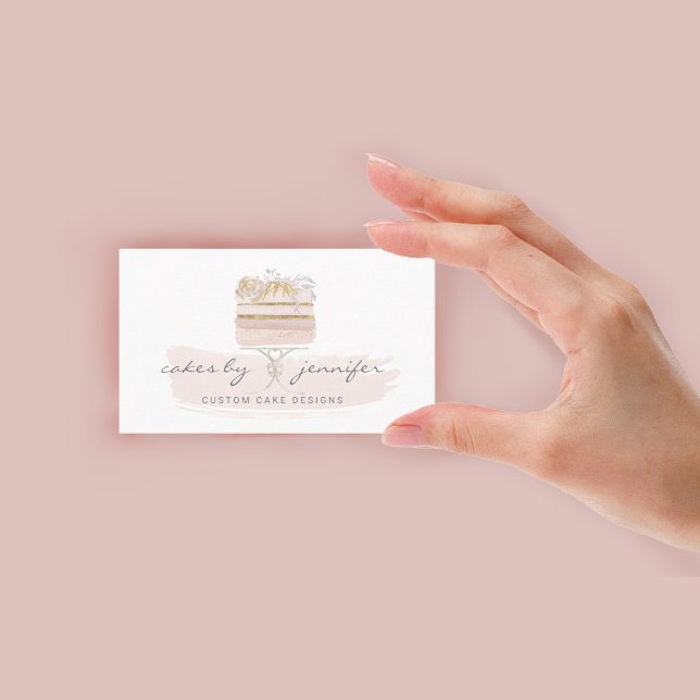 Tarjeta De Visita Baker Pastry Purpurina Pastel rosa (Baker Pastry Patisserie Glitter Pink Birthday Cake Business Card)