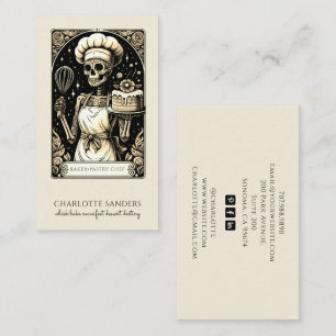 Tarjeta De Visita Baker Skeleton Sepia Tarot Estética