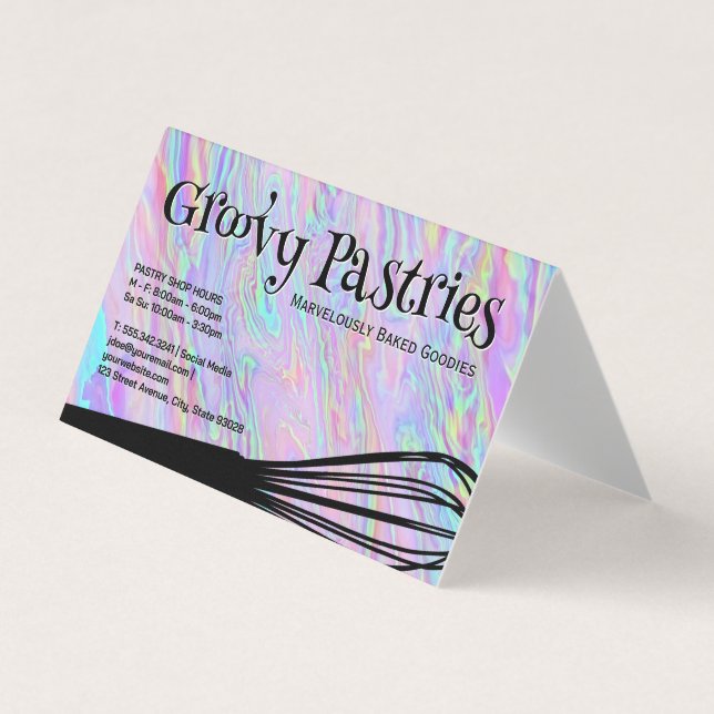 Tarjeta De Visita Bakers Whisk | Fondo holográfico irlandés (Anverso)