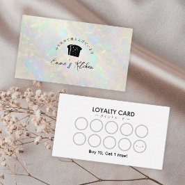 Tarjeta De Visita Bakery Loyalty Card White Opal Holographic