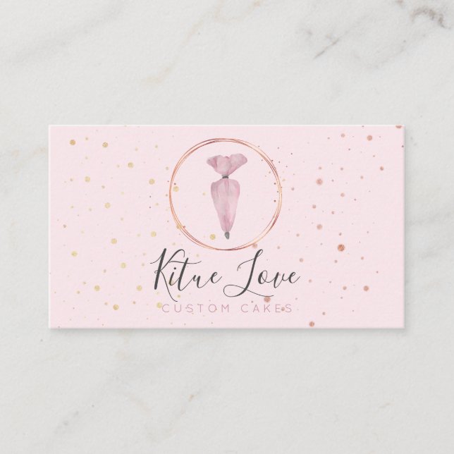 Tarjeta De Visita Bakery Pastry Patisserie Watercolour Cake School (Anverso)