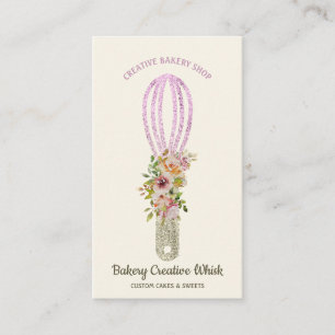 Tarjeta De Visita Bakery Whisk brillante brillo oro pastel