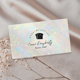 Tarjeta De Visita Bakery White Opal Holographic Bread Logo