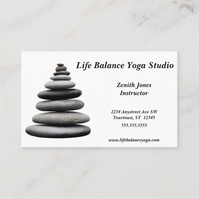 Tarjeta De Visita Balancing Rocks Yoga Spa Holistic Self-Care (Anverso)