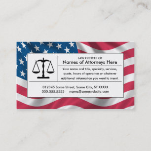 Tarjeta De Visita balanza de justicia estadounidense