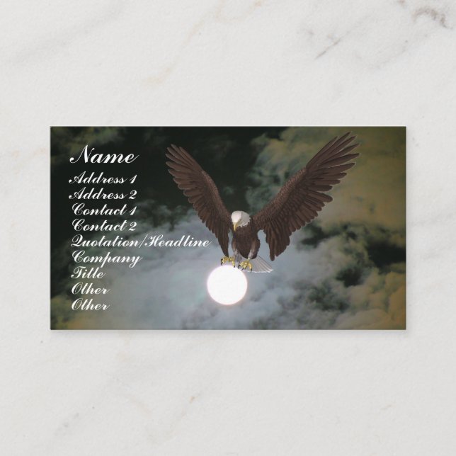 Tarjeta De Visita Bald Eagle Full Moon Fantasy Business Card (Anverso)
