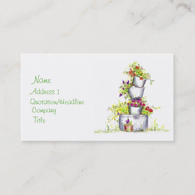 Tarjeta De Visita Baldes de flores Jardines de cabaña de arte floral (Anverso)