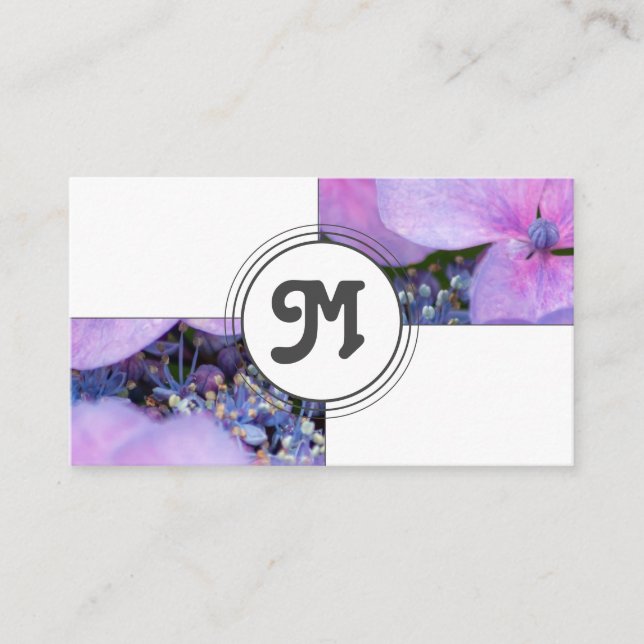 Tarjeta De Visita Baldosas blancas elegantes y floridas rosa monogra (Anverso)