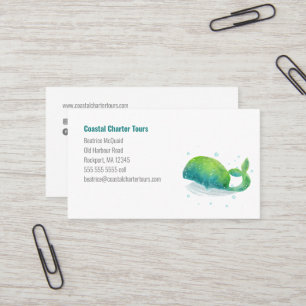 Tarjeta De Visita Ballena Cuta Acuarela