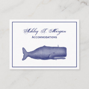 Tarjeta De Visita Ballena Estilizada de Siglo XIX Vintage #1 en Azul