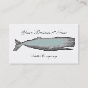 Tarjeta De Visita Ballena victoriana vintage ~ Blanco, gris y Aqua