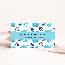 Tarjeta De Visita Ballenas azules, instructor de natación, entrenado