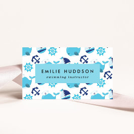 Tarjeta De Visita Ballenas azules, instructor de natación, entrenado