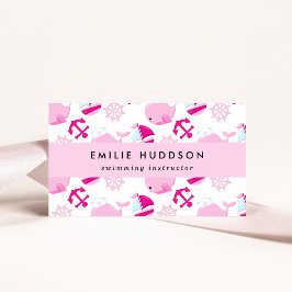 Tarjeta De Visita Ballenas rosas, instructor de natación, entrenador