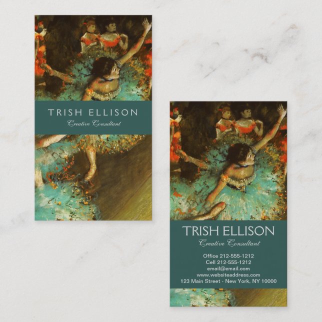 Tarjeta De Visita Ballerina Dance Green Dancer Edger Degas Painting (Anverso / Reverso)