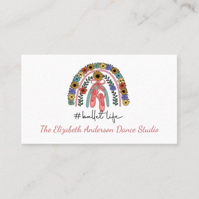 Tarjeta De Visita Ballerina Dance Studio Ballet Instructor Dancer (Anverso)