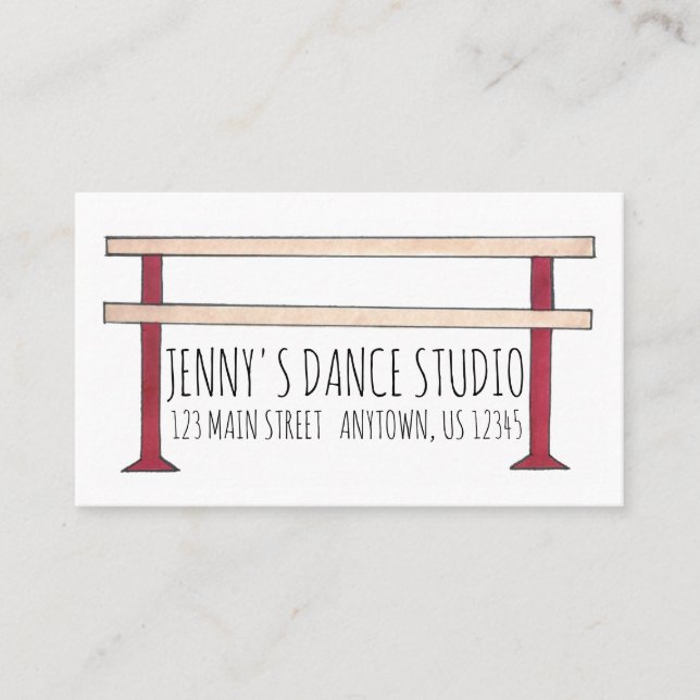 Tarjeta De Visita Ballet Barre Ballerina Dance Teacher Studio Dancer (Anverso)