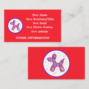 Tarjeta De Visita Balloon Dog Fiesta Bright Red Business Cards