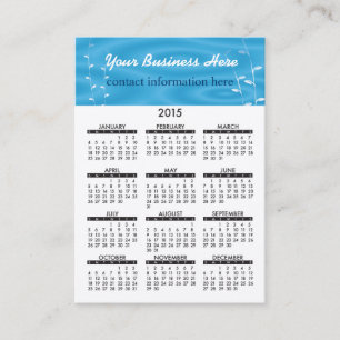 Tarjeta De Visita Balneario 2015 del azul del calendario de la