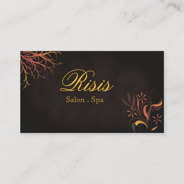Tarjeta De Visita Balneario amarillo-naranja rojo del salón de la (Anverso)