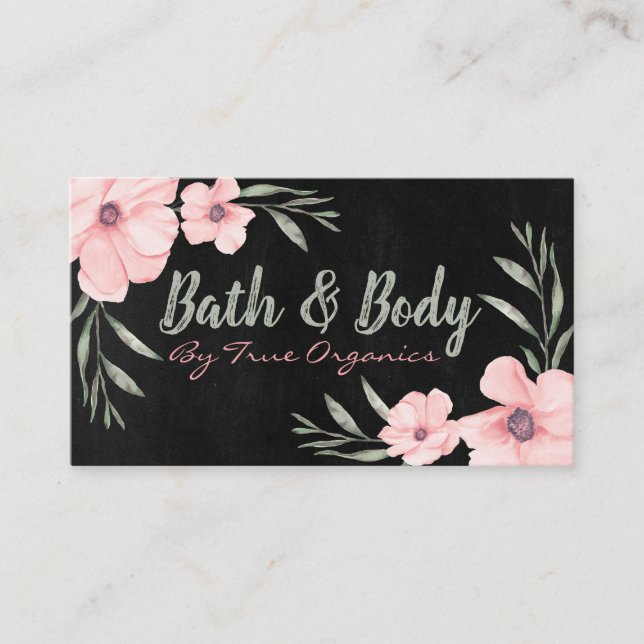Tarjeta De Visita Balneario De Balanza Y Cuerpo Con Floral Negro Y R (Anverso)