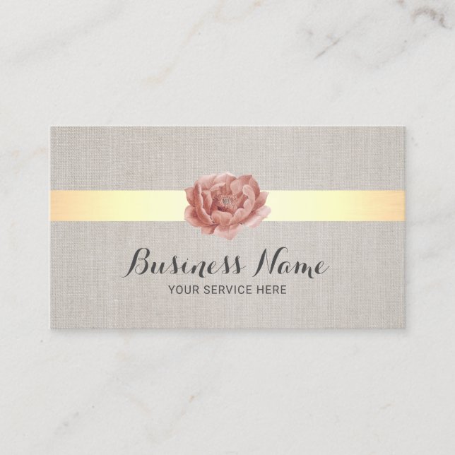 Tarjeta De Visita Balneario de lino elegante del salón de la raya (Anverso)
