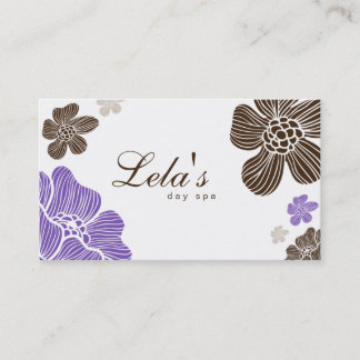 Tarjeta De Visita Balneario floral Purp tropical Brown del salón de