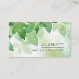Tarjeta De Visita Balneario verde fresco y belleza de la chispa de