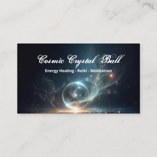 Tarjeta De Visita Balón de cristal Energía Curación Reiki Meditación (Anverso)