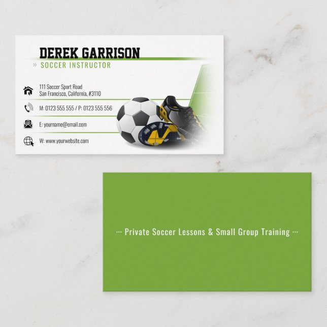 Tarjeta De Visita Balón de fútbol | Instructor de fútbol (Anverso / Reverso)