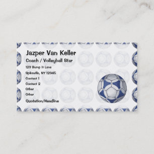Tarjeta De Visita Balón de fútbol Patrón azul y blanco pintado