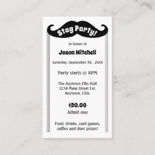 Tarjeta De Visita Baloncesto Black Mustache Stag y Bacheler Party