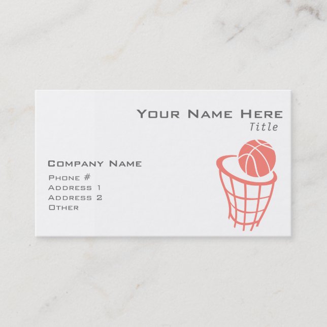 Tarjeta De Visita Baloncesto rosa coral (Anverso)